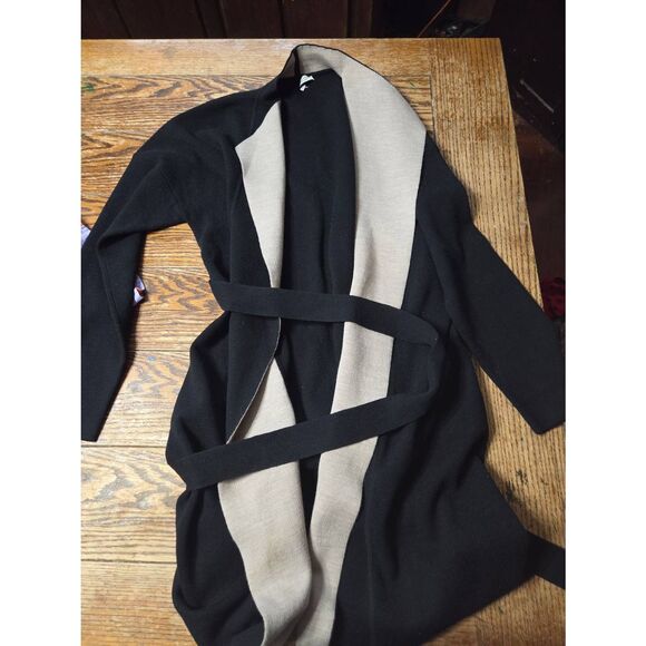 M.M. Lafleur The O'Keeffe cardigan wool blend Sweater in Black / Wheat sz XL - Picture 2 of 5